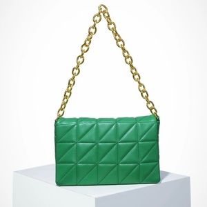 Quilted Flat Chain Shoulder Bag